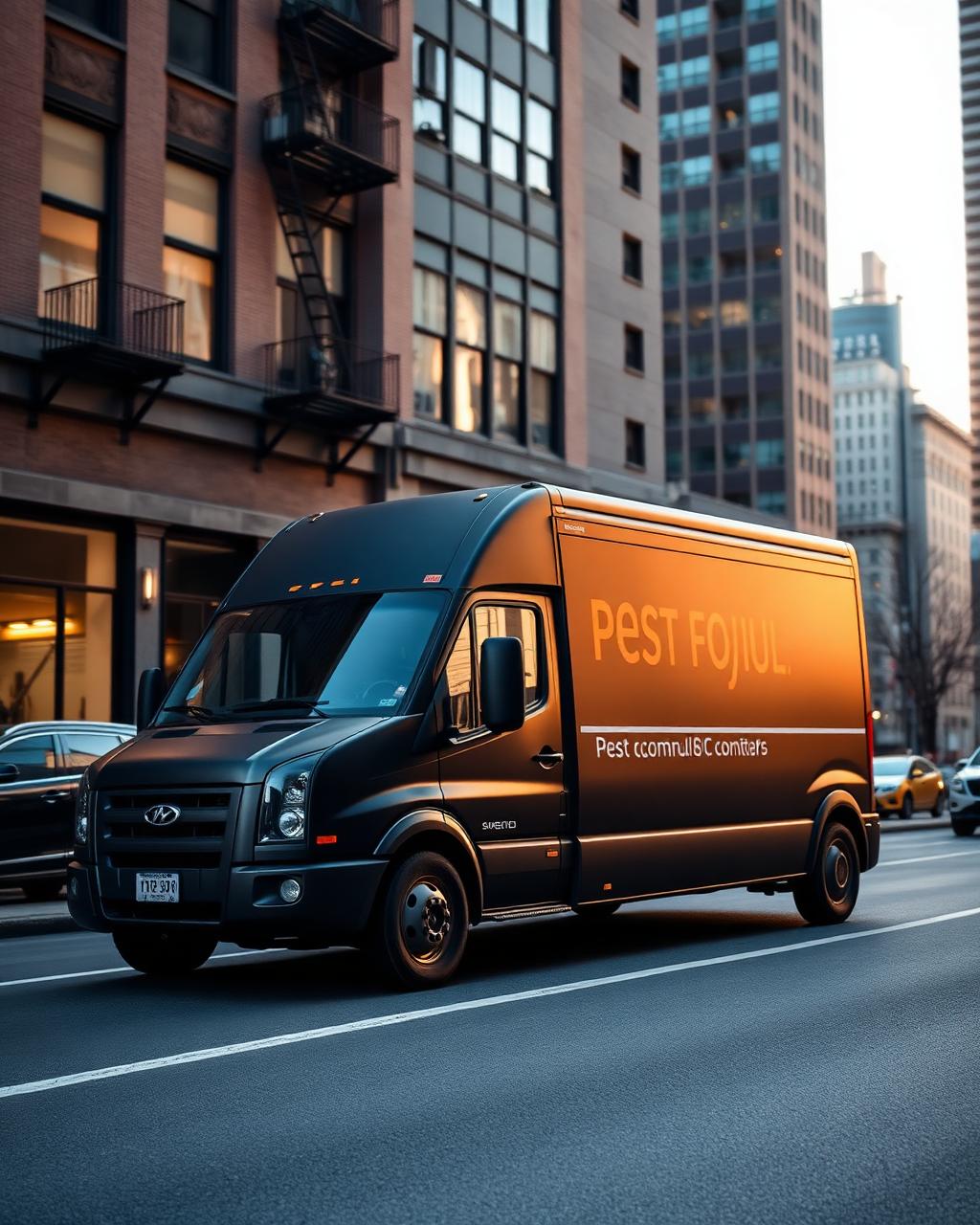 MetroShield service truck on a city street at dawn